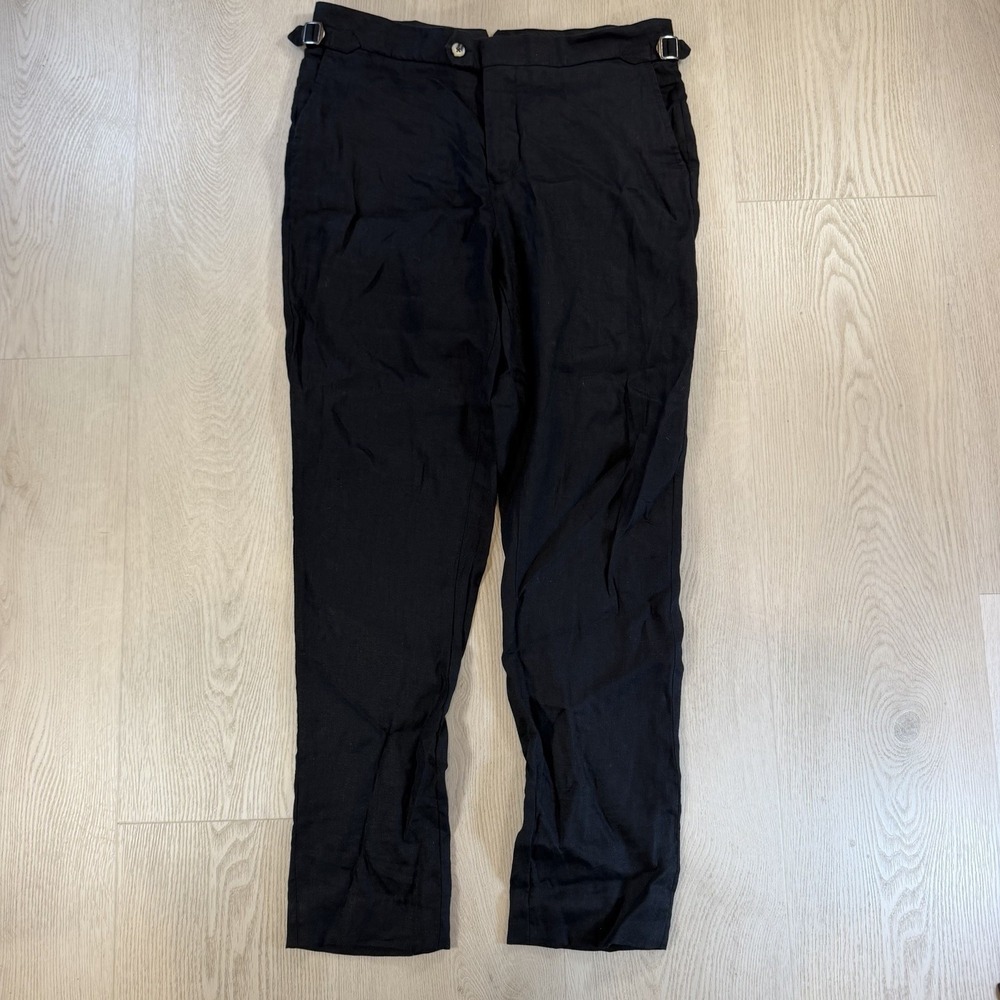 Quince 100% European Linen Black Dress Pants Pockets Minimalist Men's 32x30